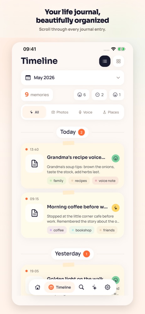 Momenta timeline screen